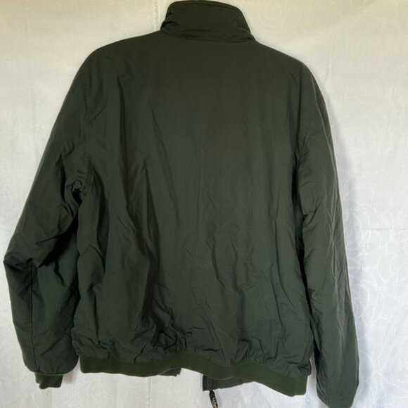 LL BEAN vintage dark hunter green fleece lined zipper front jacket Size L Reg - Picture 8 of 13
